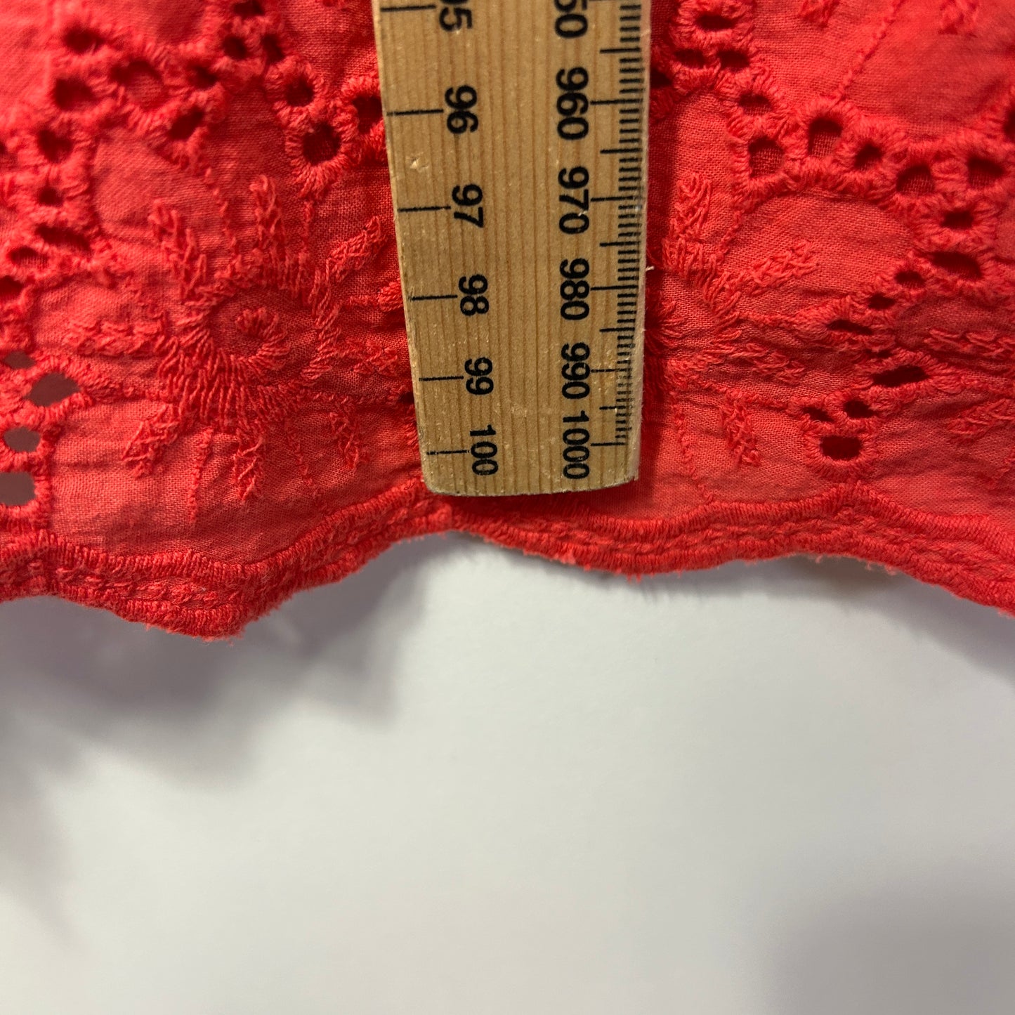 Orientque Broderie Dress Size 16 Red Button Up 100% Cotton