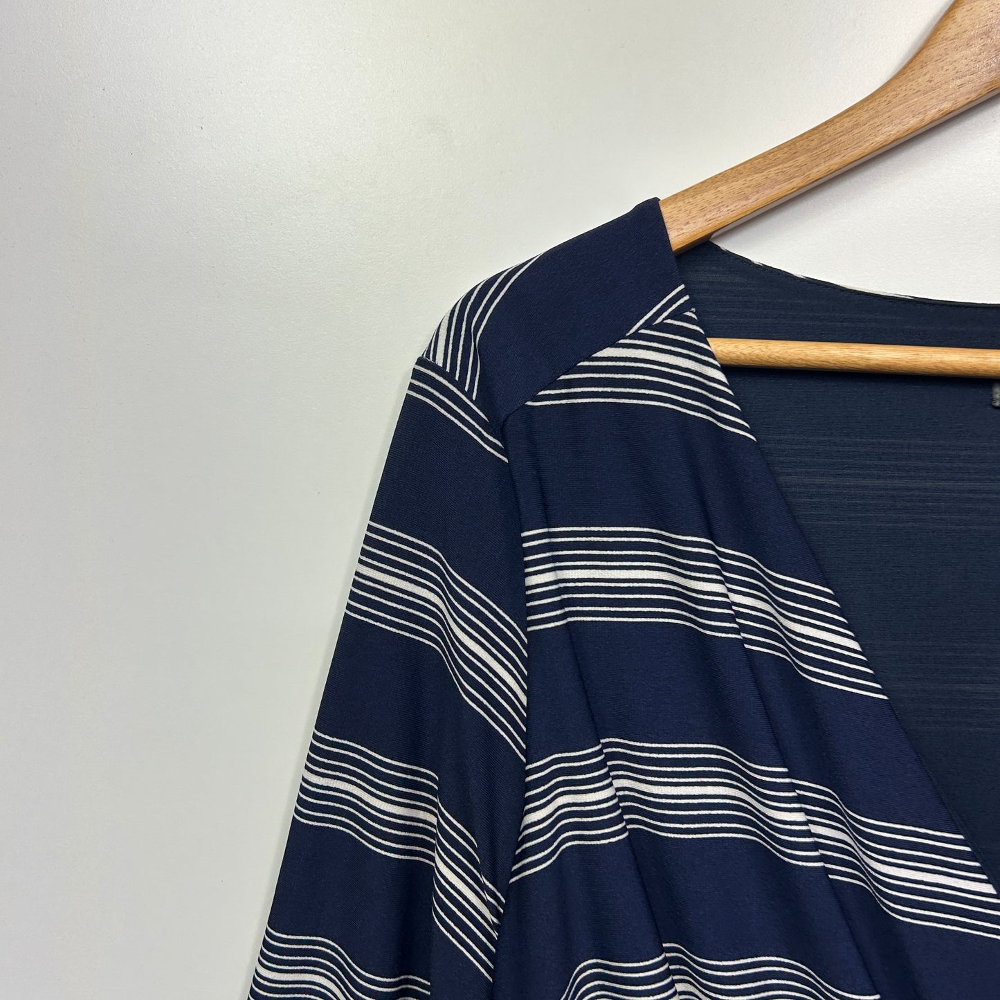 Autograph Dress Size 14 Navy White Striped Long Sleeve