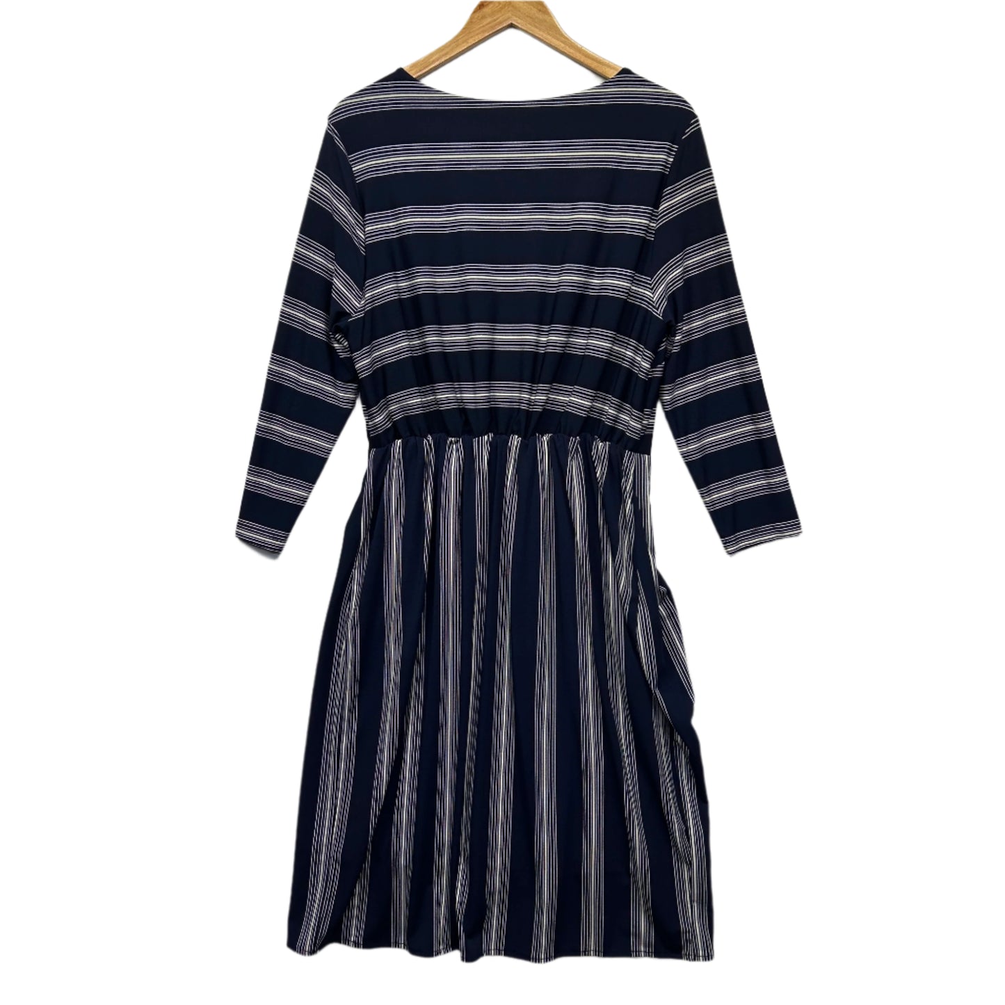 Autograph Dress Size 14 Navy White Striped Long Sleeve