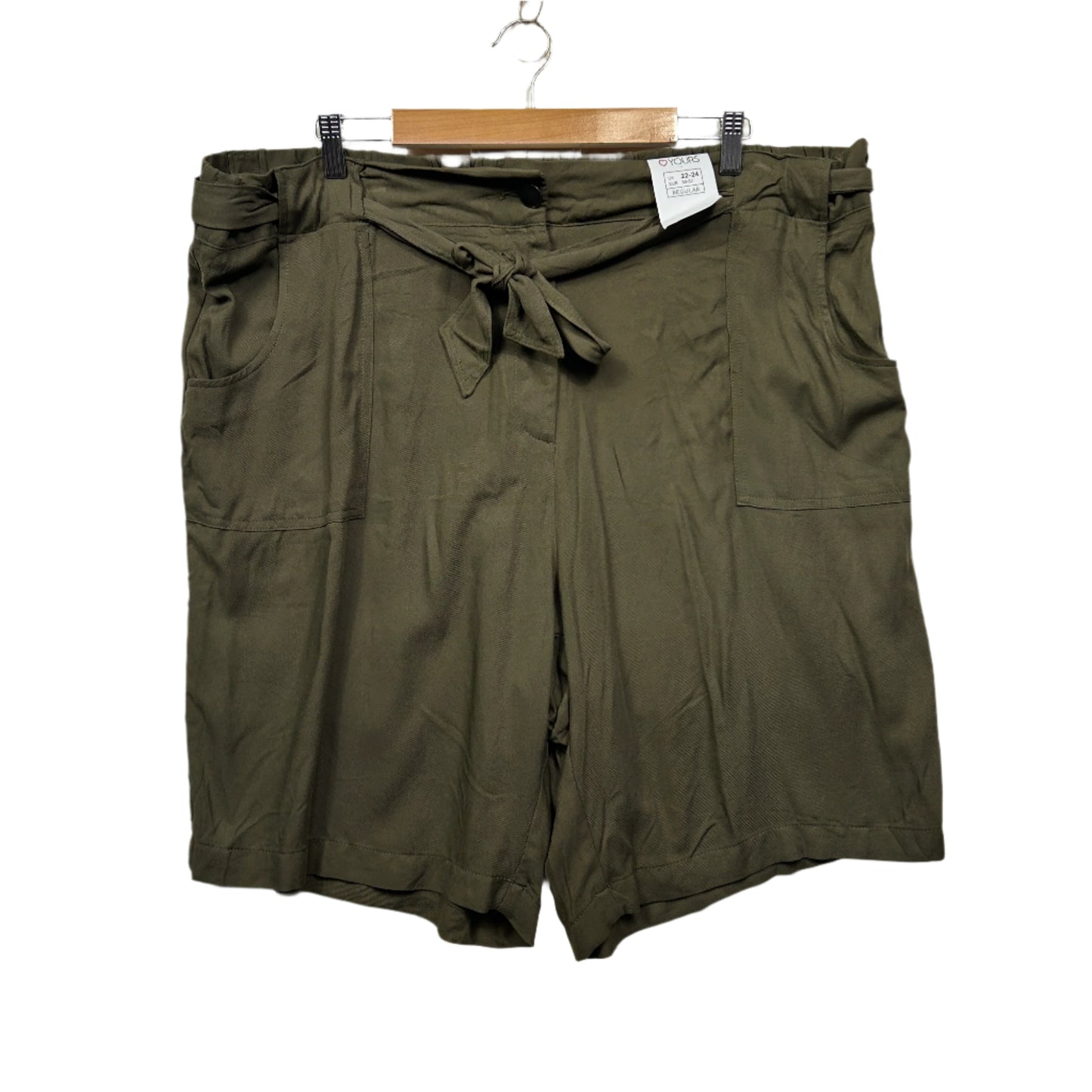 Yours Shorts Size 22 24 Olive Green Viscose New