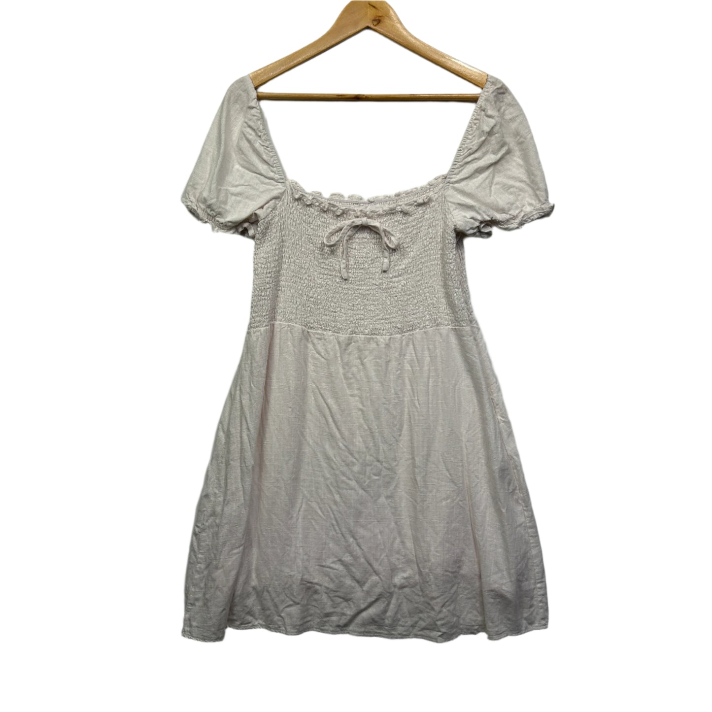 Miracle Dress Size 16 Cream Short Sleeve Linen Blend