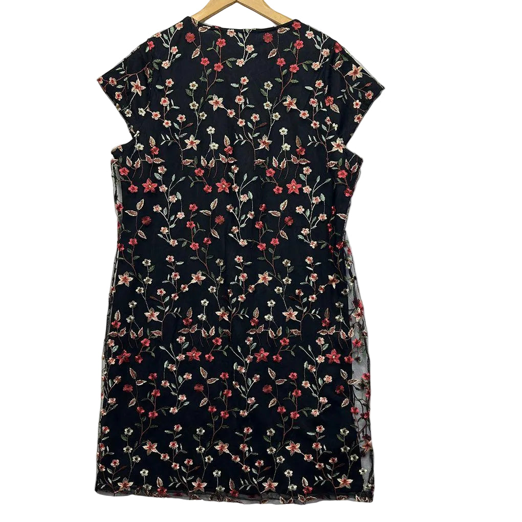 Millers Black Floral Embroidered Cocktail Dress - Size 20