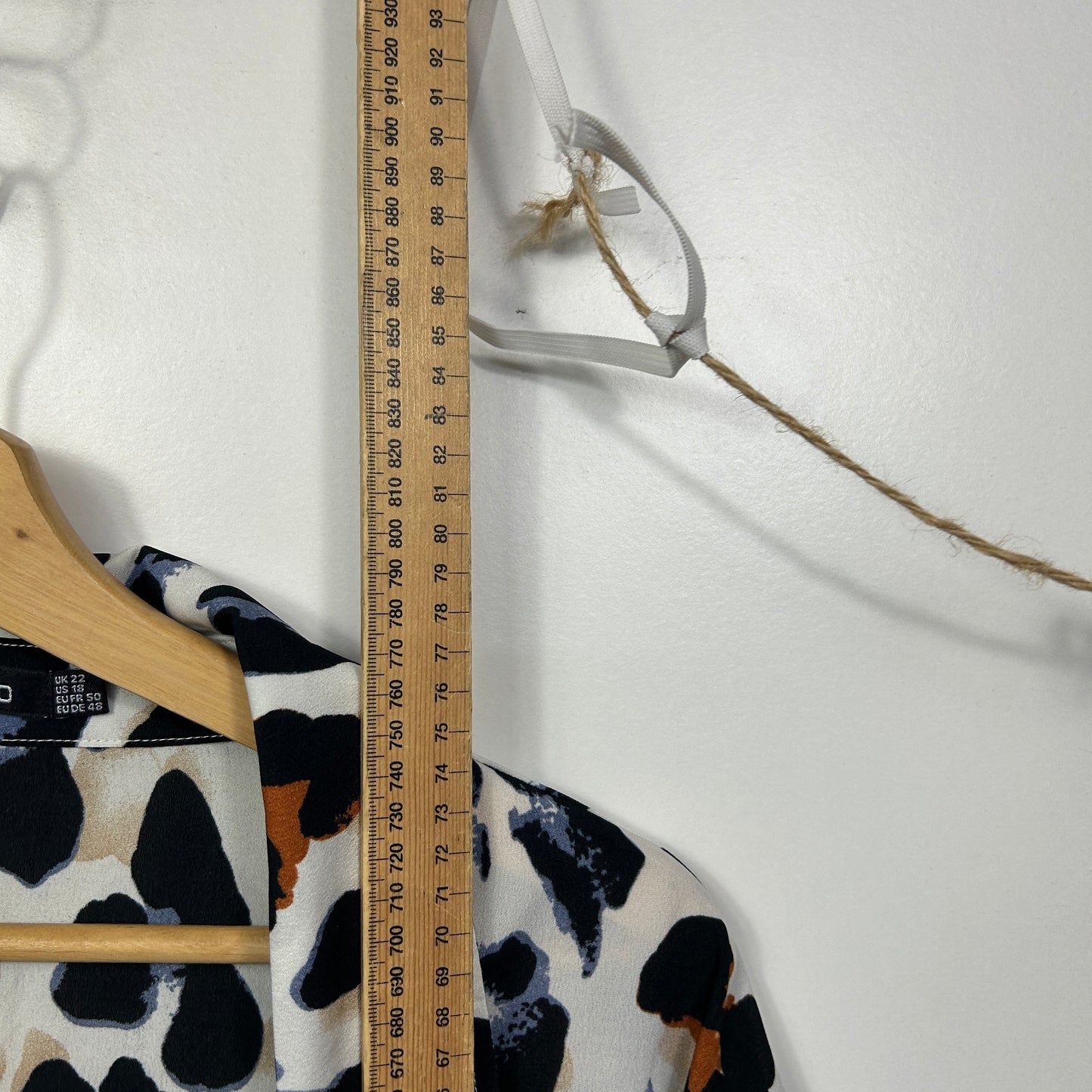 Boohoo White Multicoloured Abstract Print Long Sleeve Top - Size 22