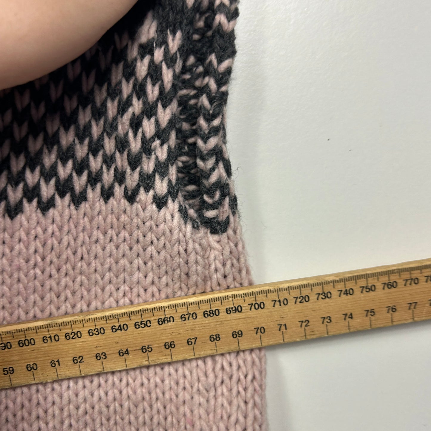 Imagine Blush Pink & Black Striped Knit Poncho Wool Blend Top - Size L