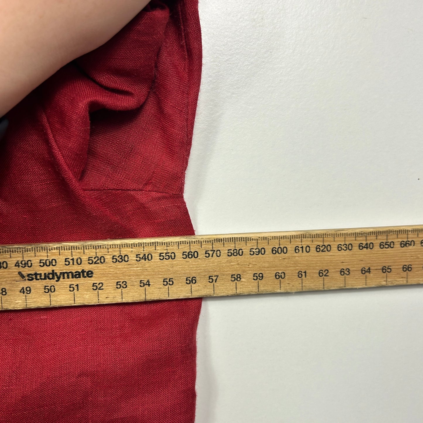 Vintage Linen Red Embroidered Button Up Top - Size XL