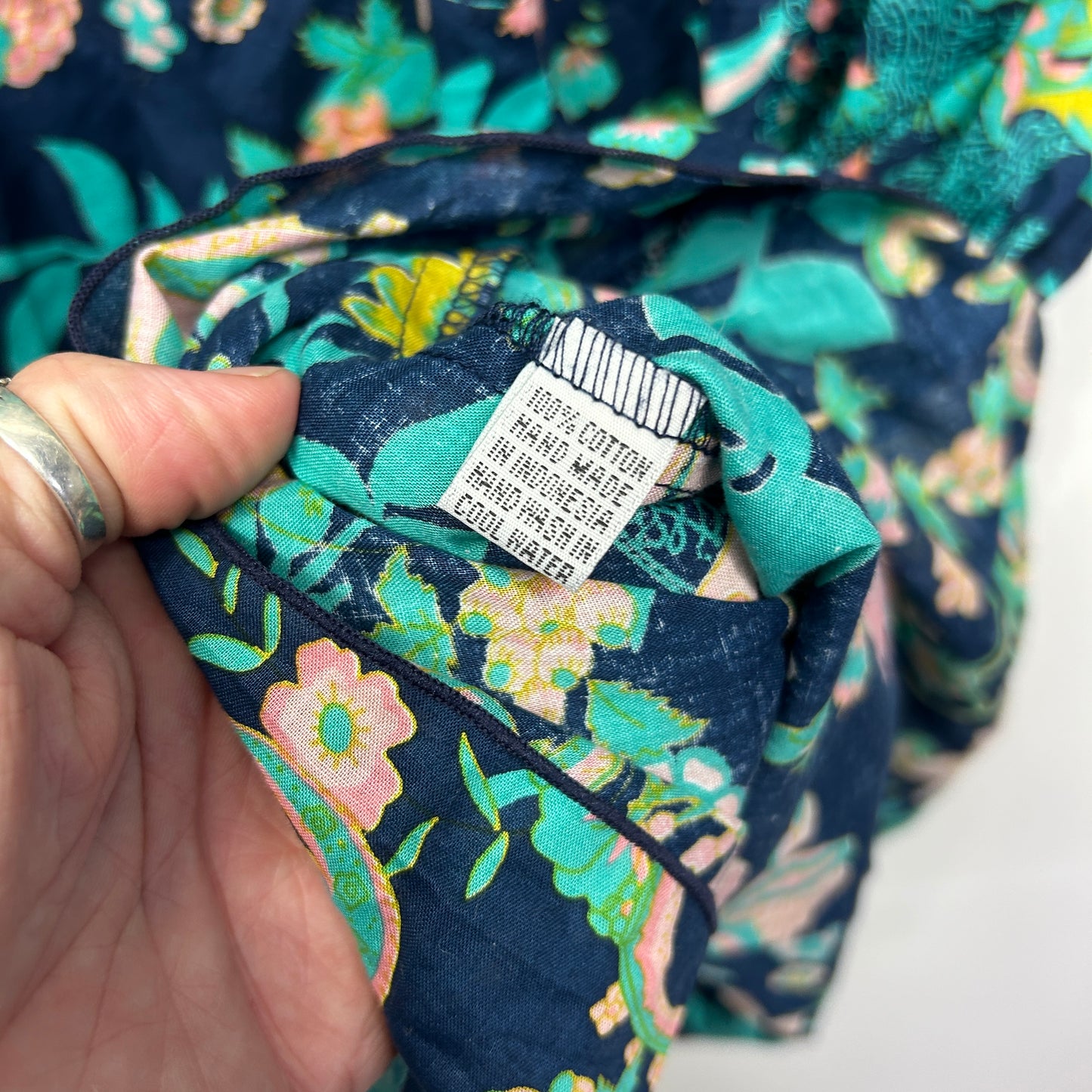 Coconinya Dress Size Large Floral Short Sleeve Teal Aqua