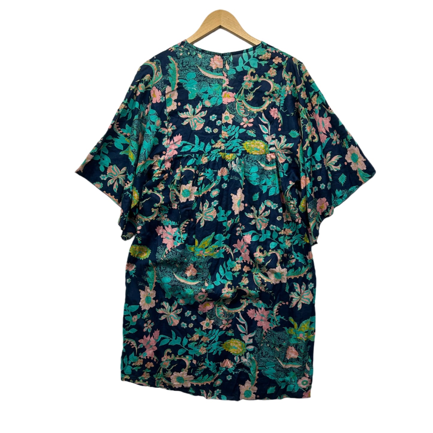 Coconinya Dress Size Large Floral Short Sleeve Teal Aqua