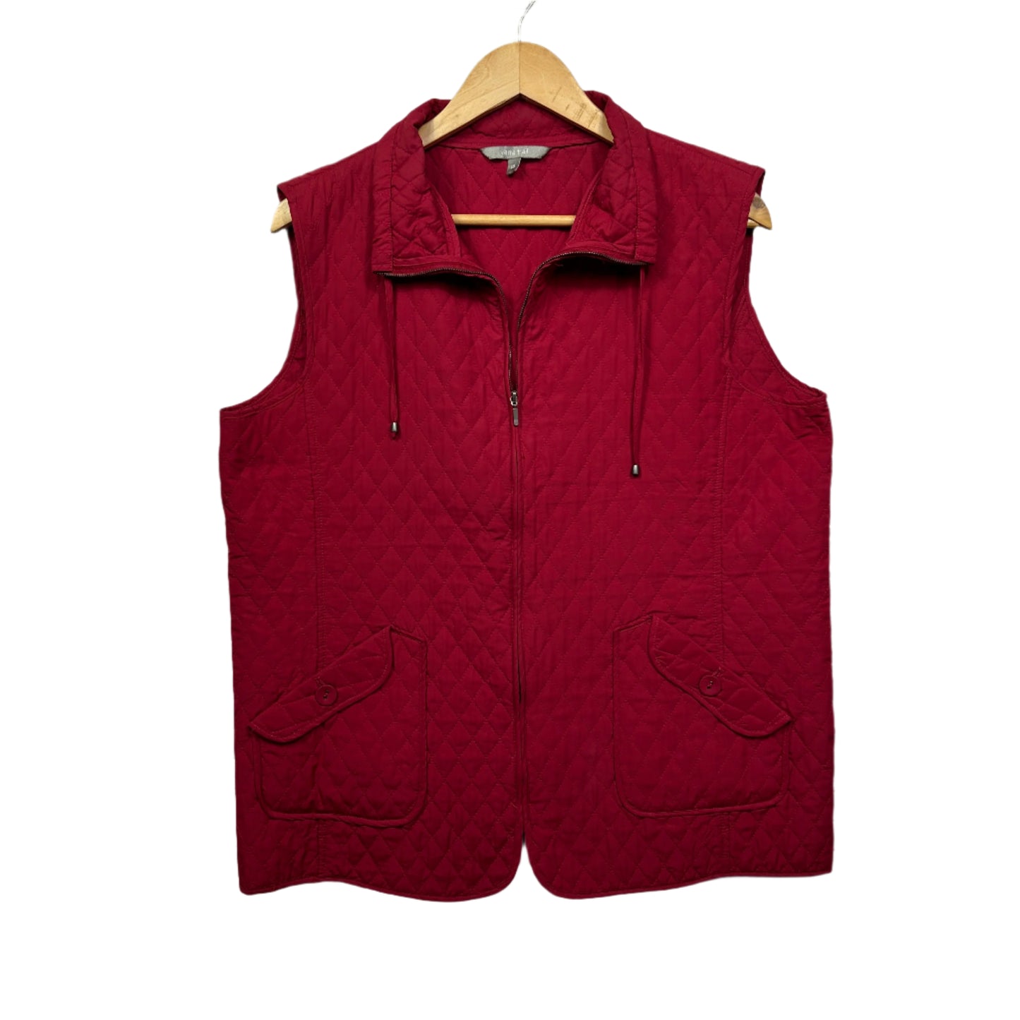 Yarra Trail Quilted Vest Size 14 Red Sleeveless (Missing Button)