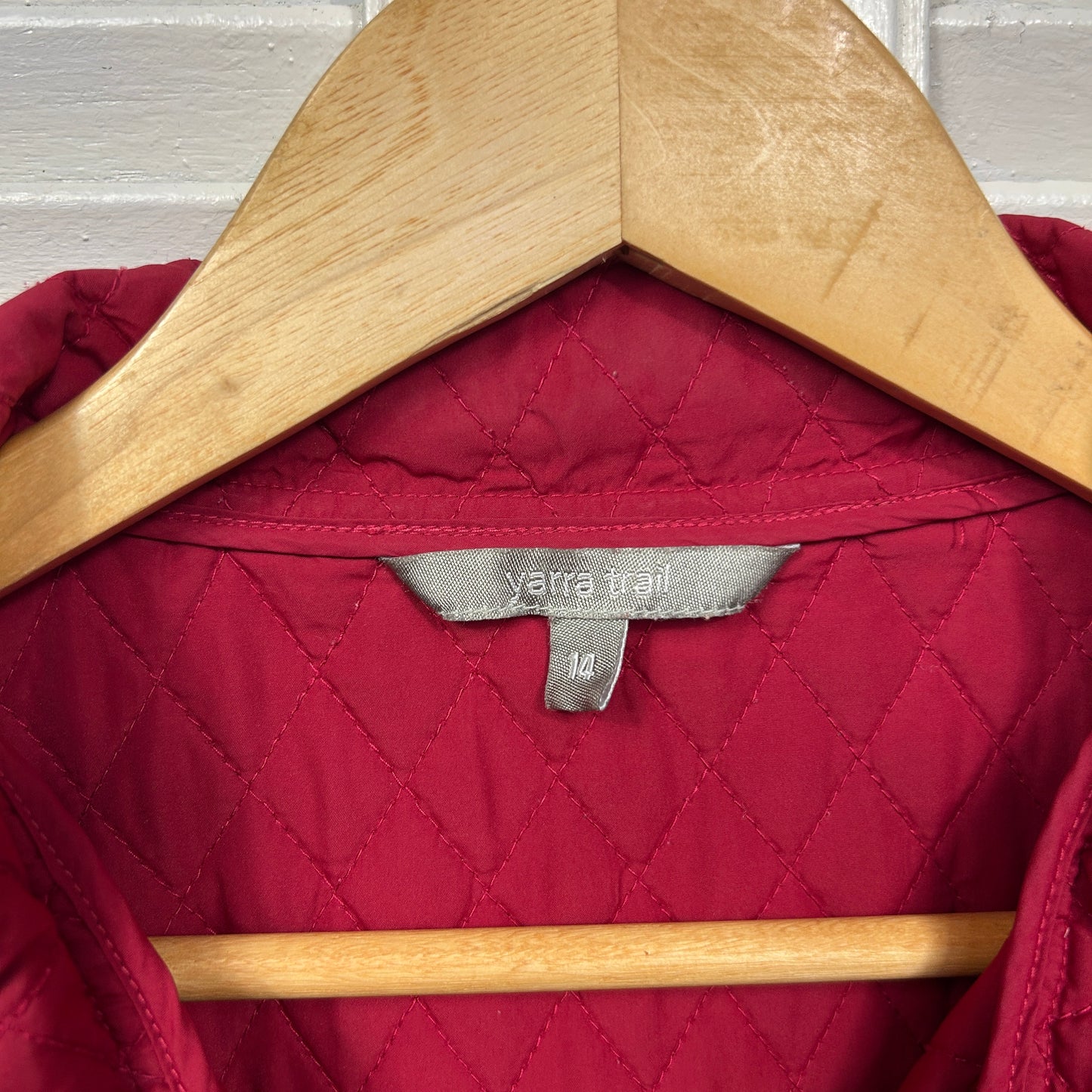 Yarra Trail Quilted Vest Size 14 Red Sleeveless (Missing Button)