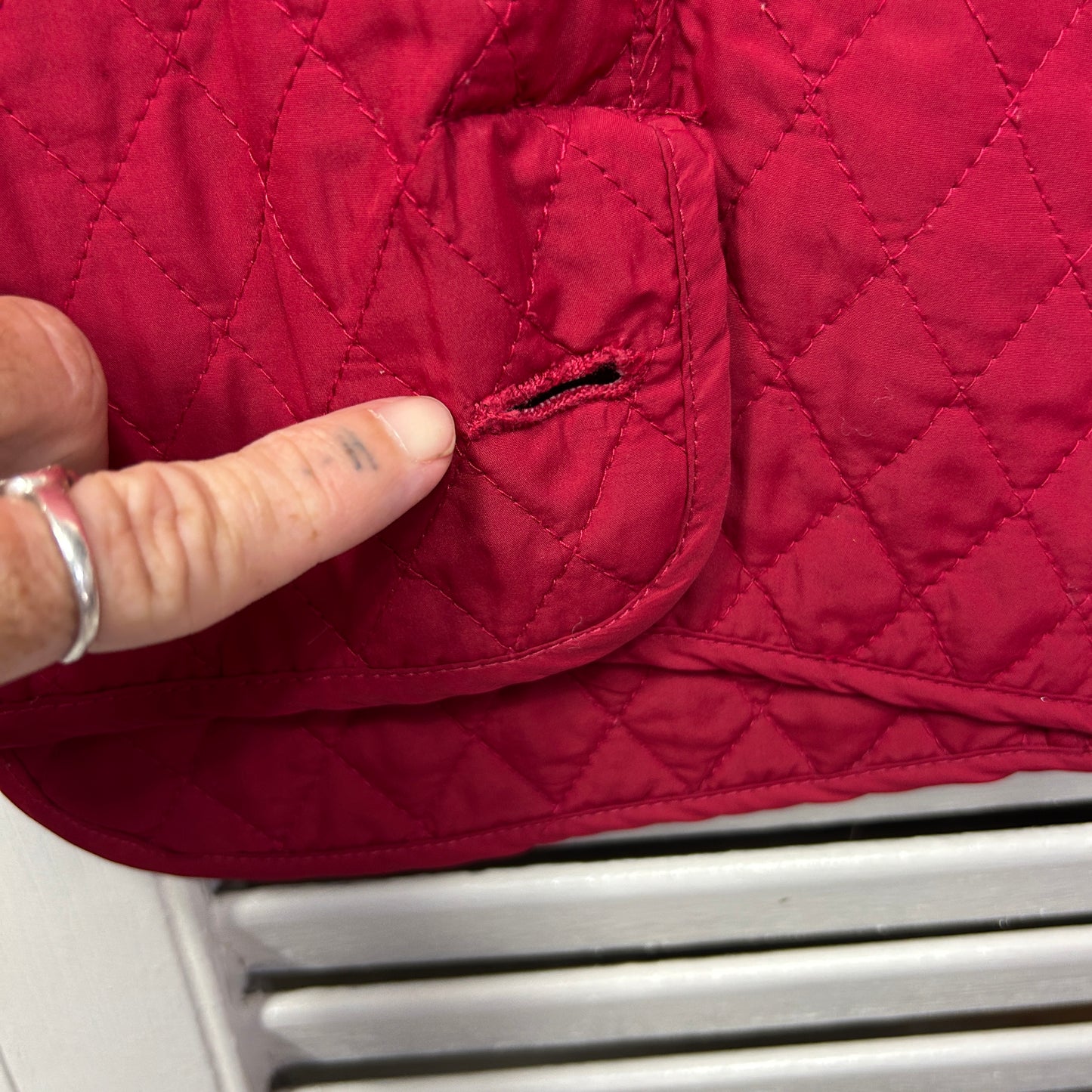 Yarra Trail Quilted Vest Size 14 Red Sleeveless (Missing Button)