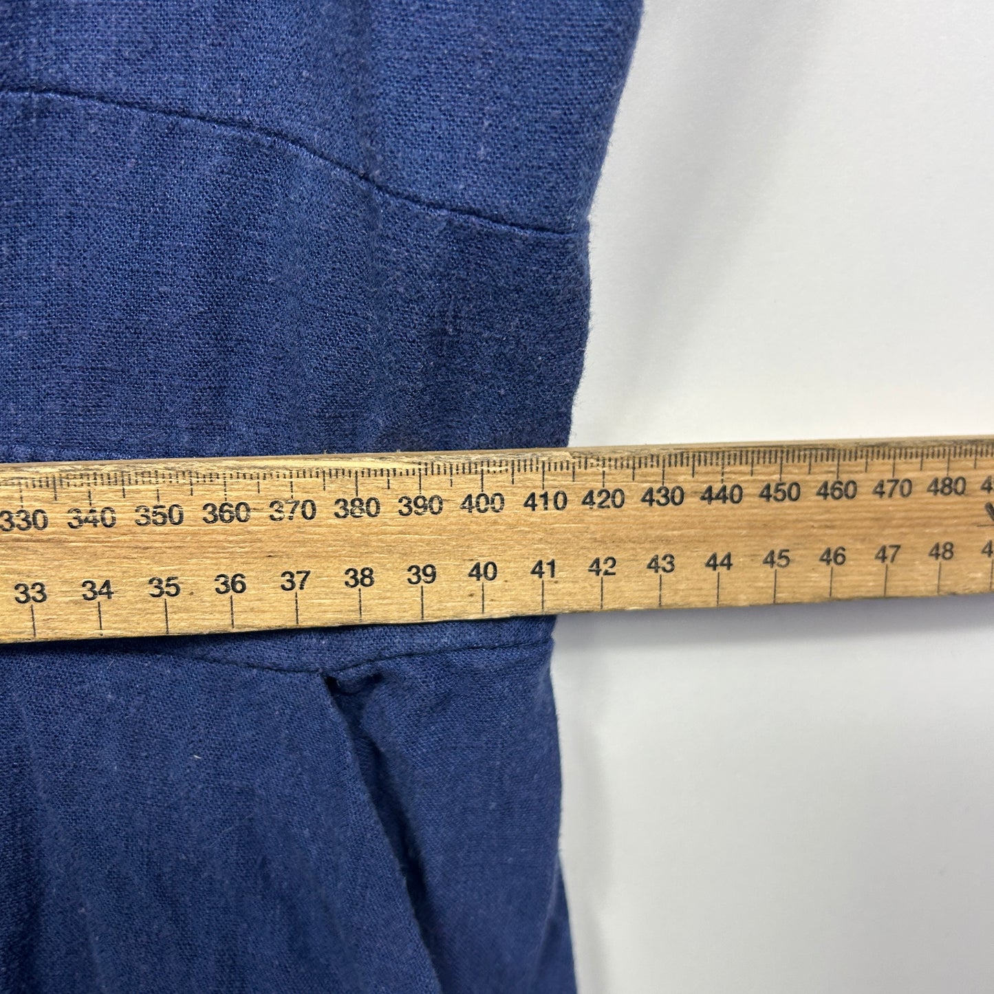 Sunny Girl Linen Maxi Dress Size 14 Blue Sleeveless Pockets