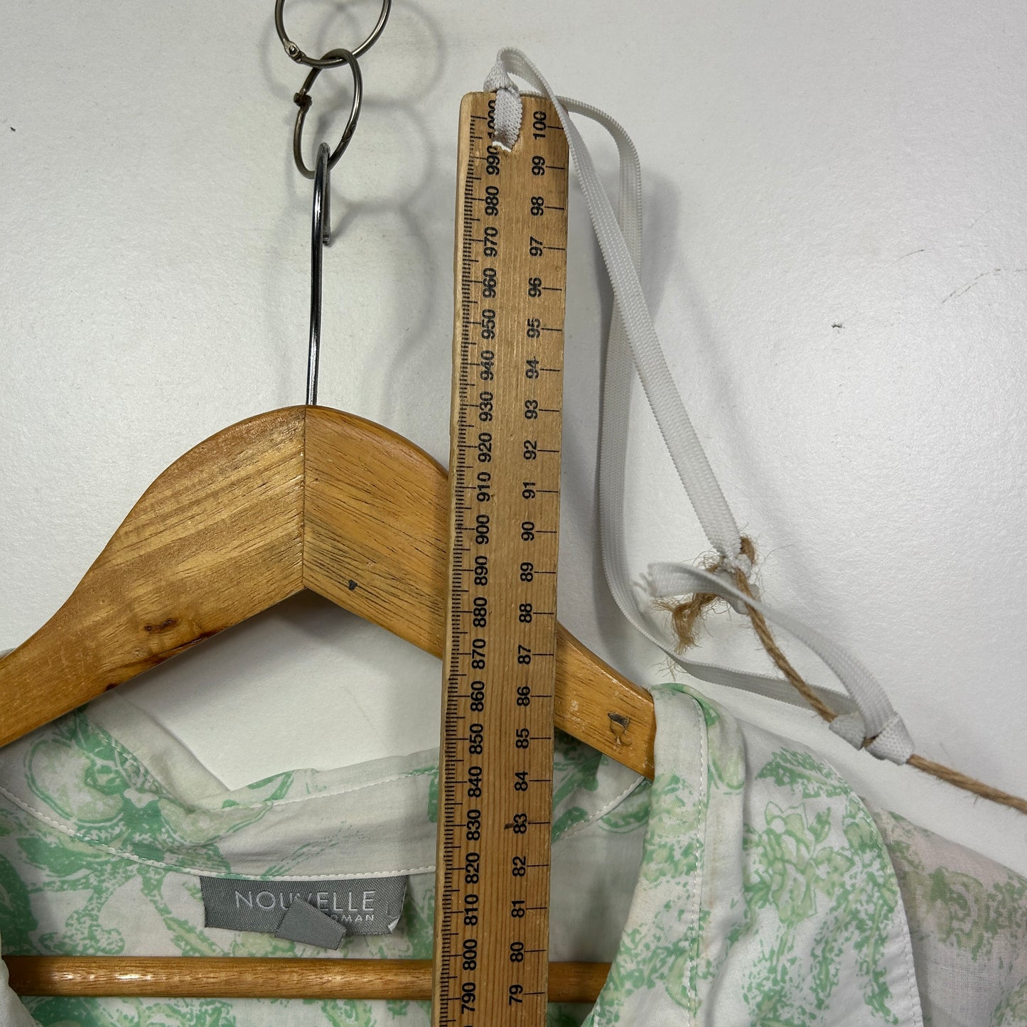 Nouvelle Green and White Paisley Button Up Top - Size 20