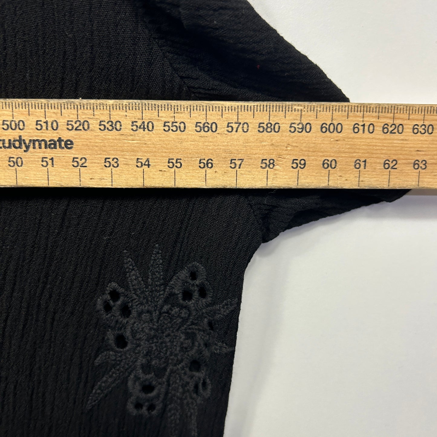 Katies Top Size 18 Black Crochet Trim Embroidered Short Sleeve