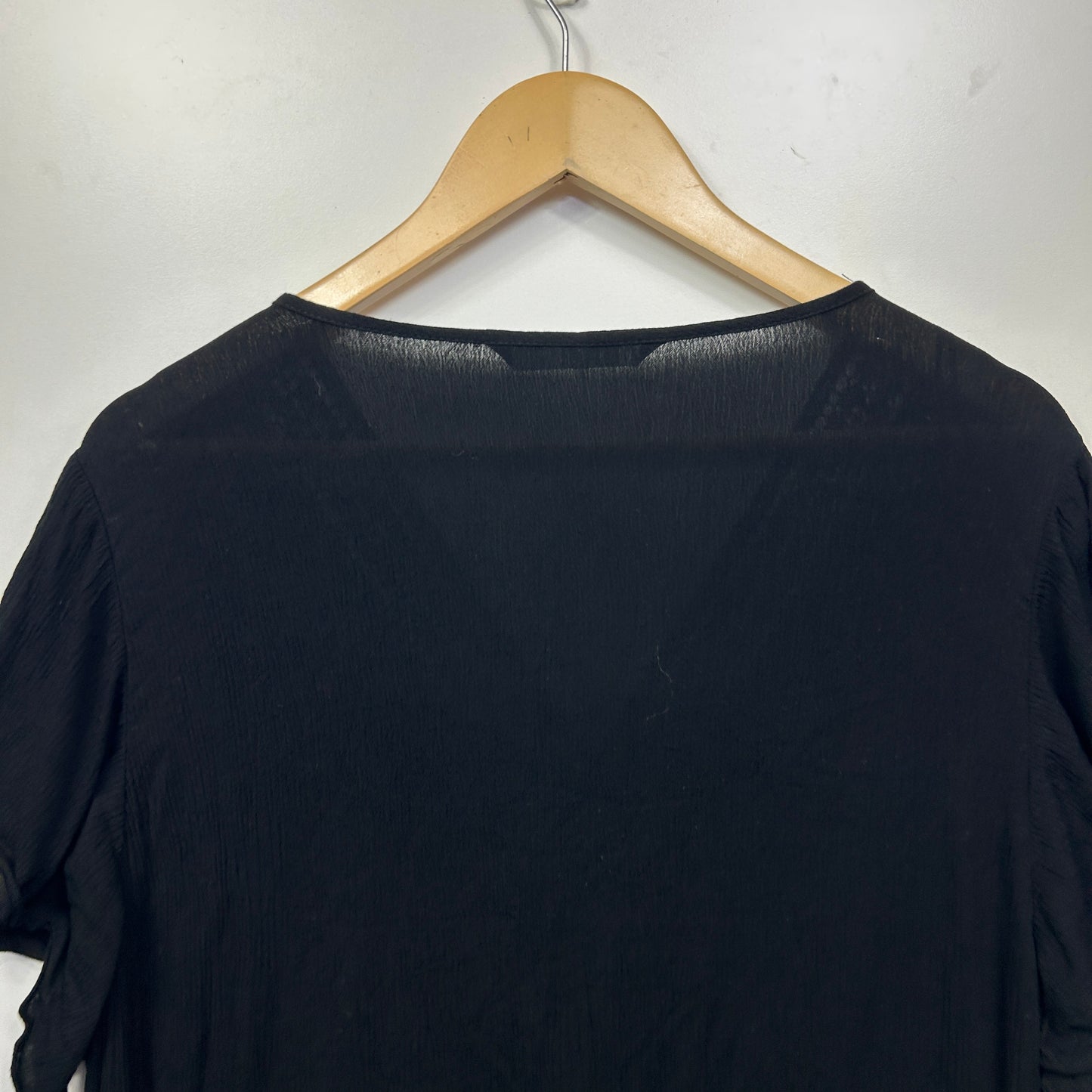 Katies Top Size 18 Black Crochet Trim Embroidered Short Sleeve
