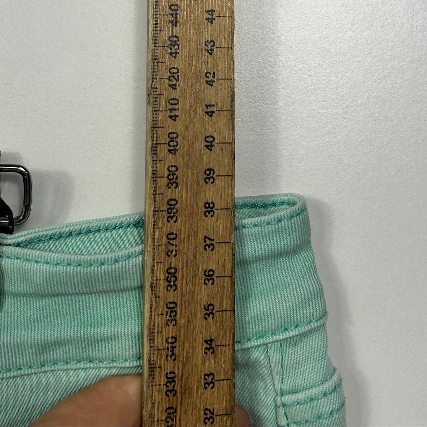 City Chic Mint Green Denim Harley Mid Rise Shorts - Size 18