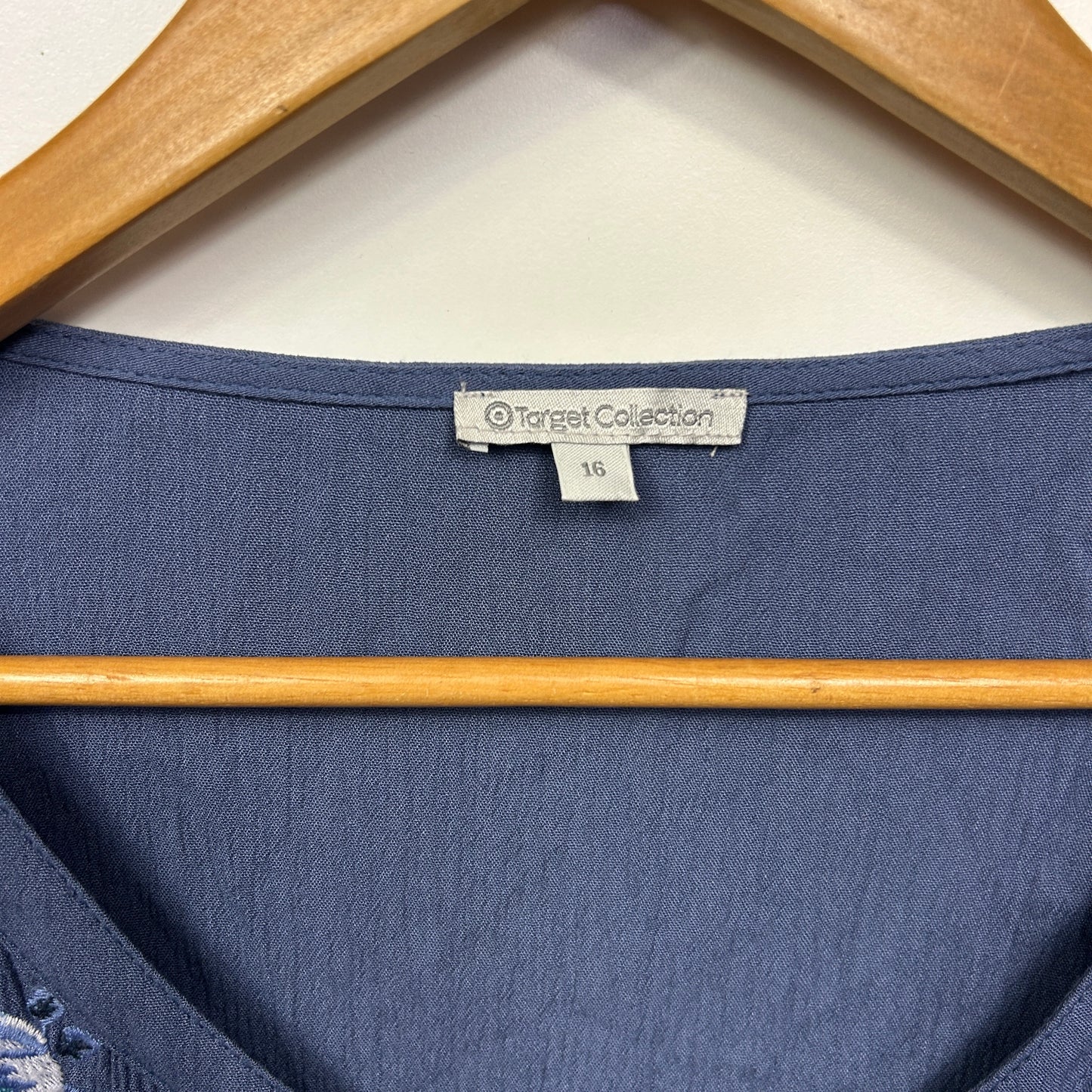 Target Top Size 16 Blue Short Sleeve Embroidered