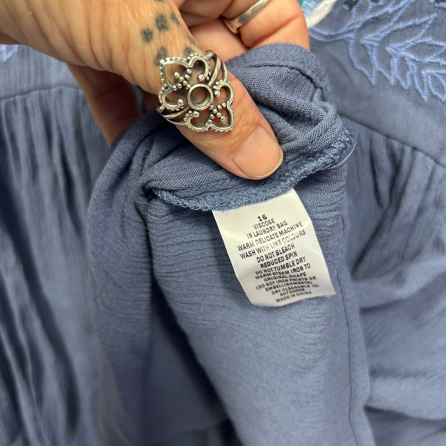 Target Top Size 16 Blue Short Sleeve Embroidered