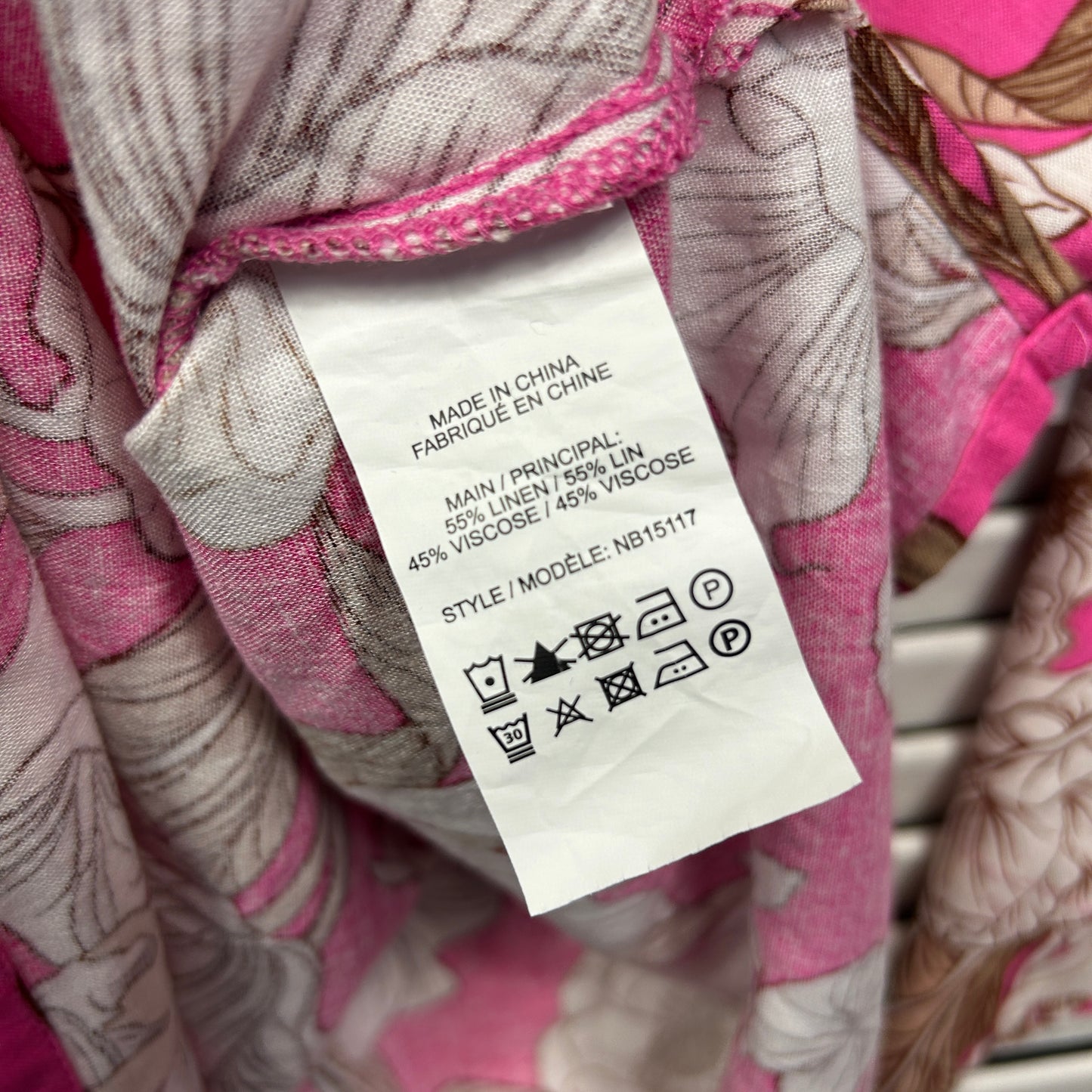 Noni B Linen Blend Top 18 Pink Floral Long Sleeve