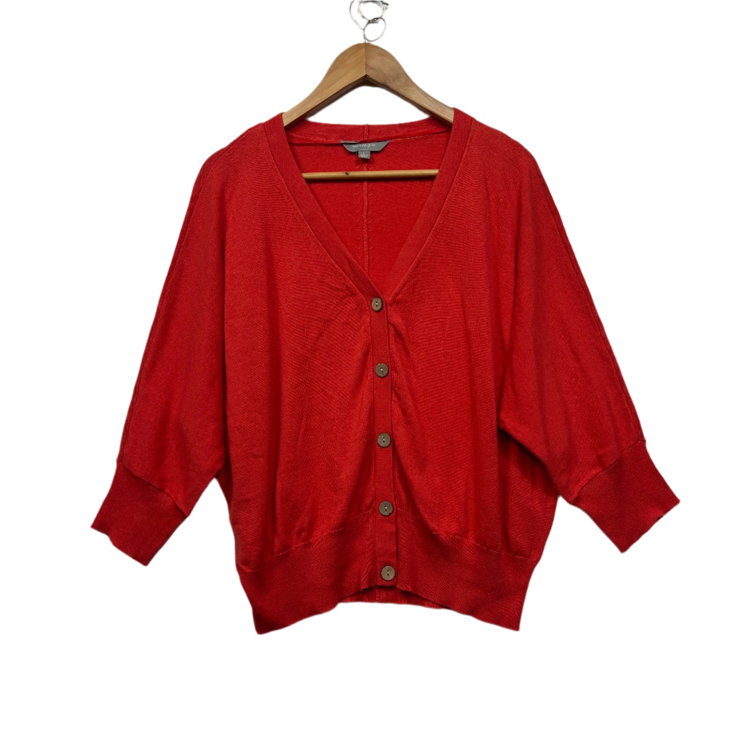 Suzanne Grae Knit Top Cardigan Size Large 14 Red 3/4 Sleeve