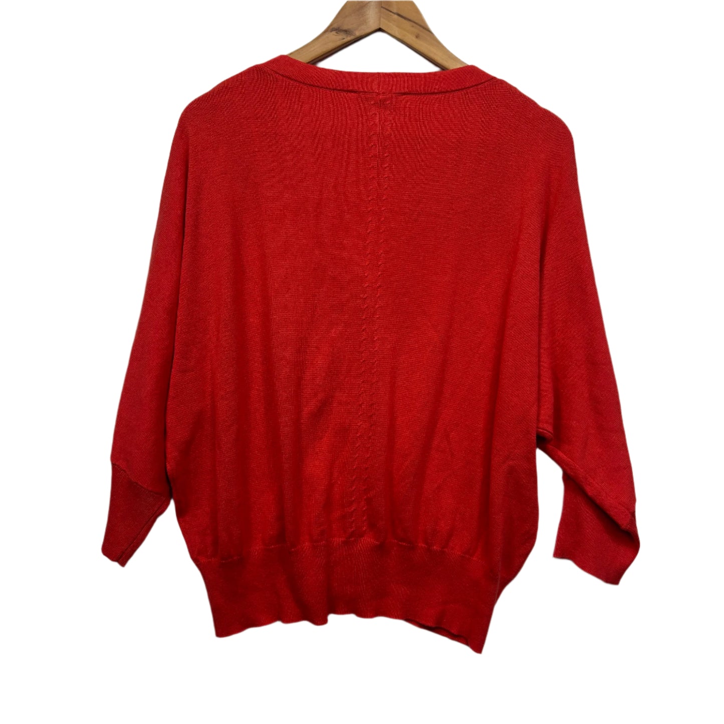 Suzanne Grae Knit Top Cardigan Size Large 14 Red 3/4 Sleeve