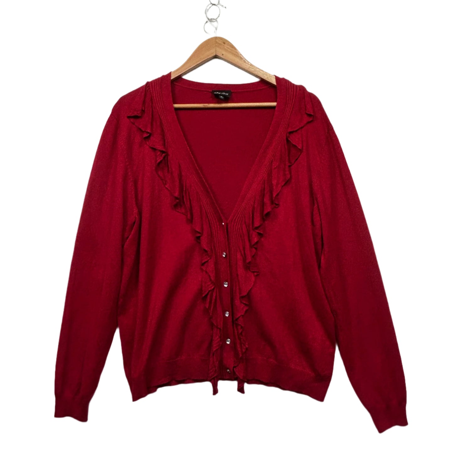 City Chic Cardigan Knit Top Size 18 Medium Plus Red Viscose