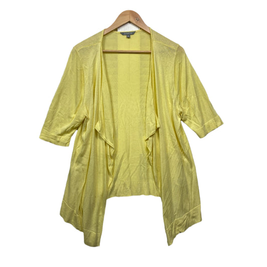 Suzanne Grae Top Cardigan Size 14 Large Yellow Short Sleeve