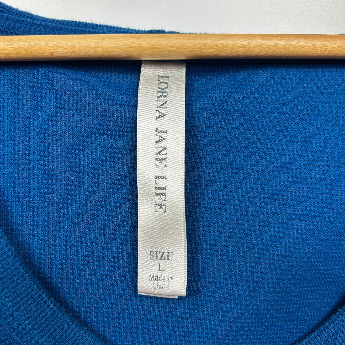 Lorna Jane Life Activewear Top Size 14 Large Blue Long Sleeve Hooded