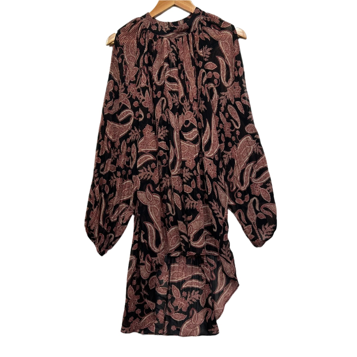 City Chic Dress Size 16 Small Plus Paisley Print Sheer Cold Shoulder Sleeve