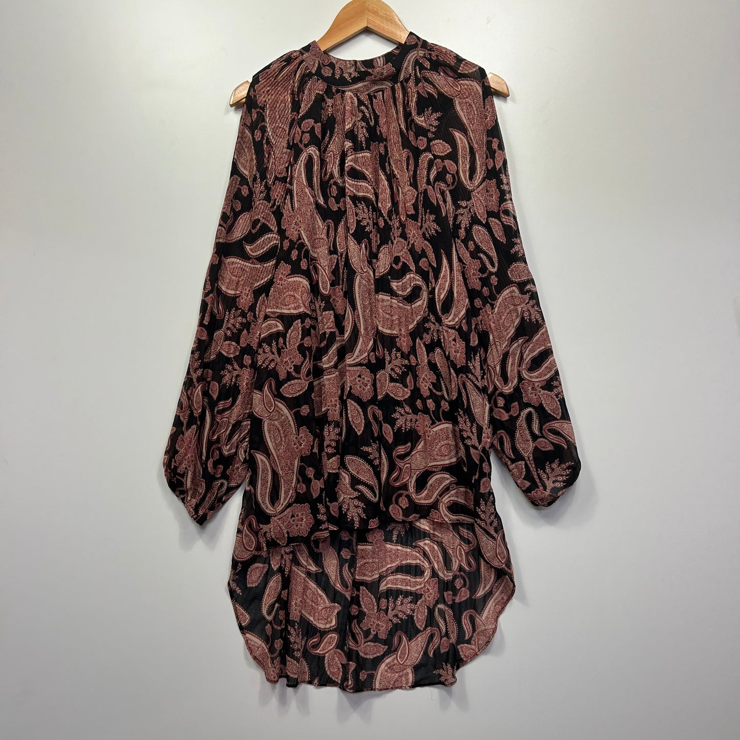 City Chic Dress Size 16 Small Plus Paisley Print Sheer Cold Shoulder Sleeve