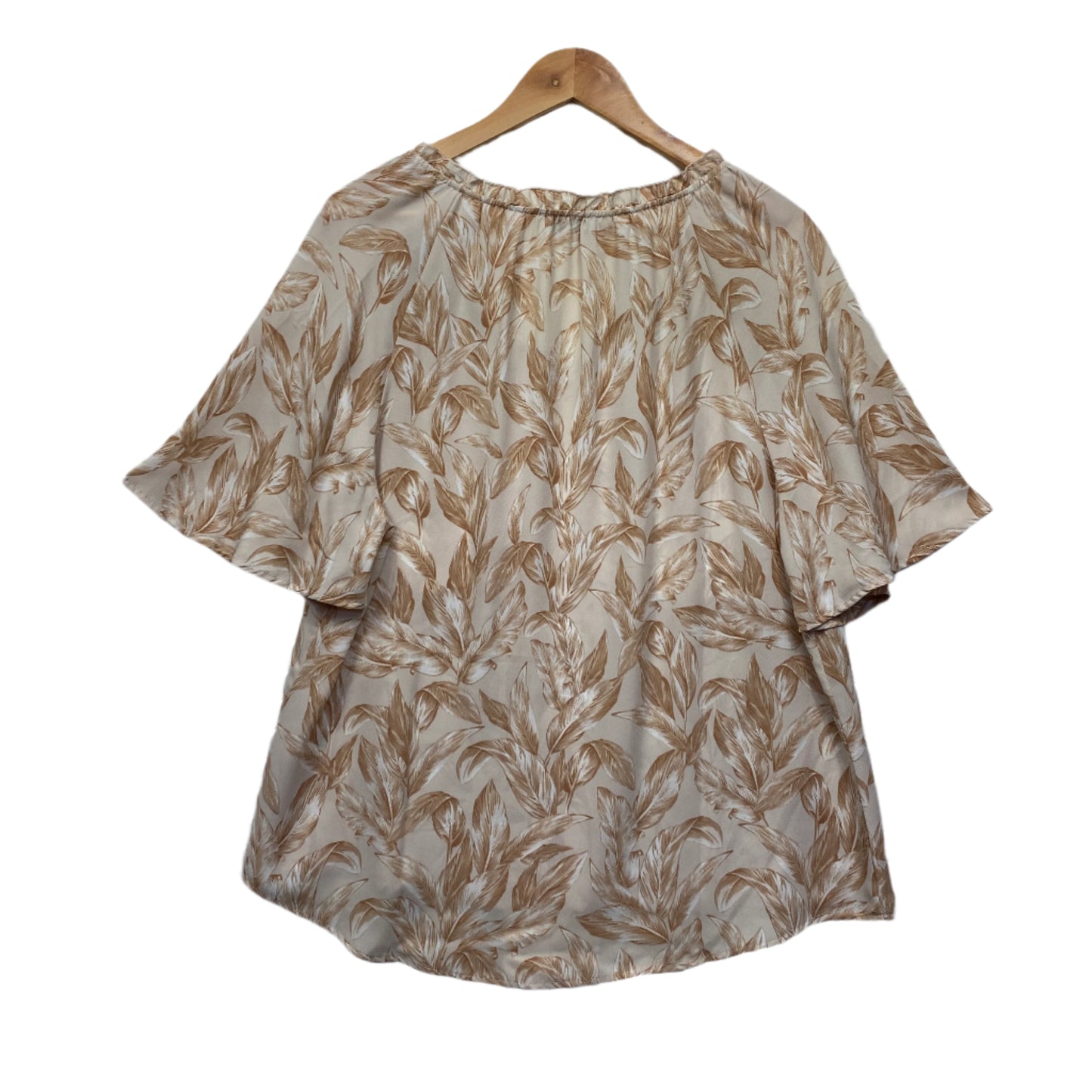 Table Eight Top Size 14 Beige Leaf Print Short Sleeve