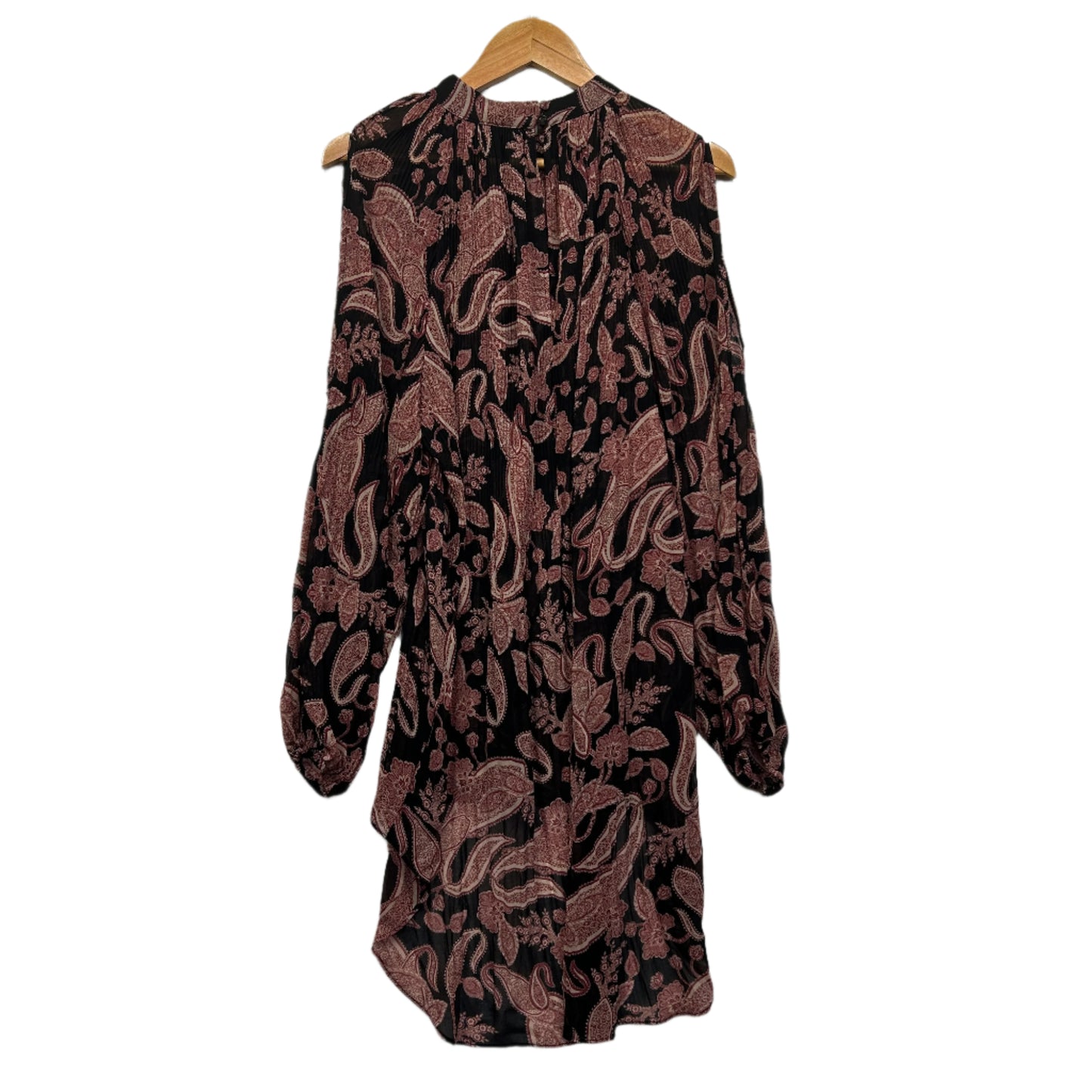 City Chic Dress Size 16 Small Plus Paisley Print Sheer Cold Shoulder Sleeve