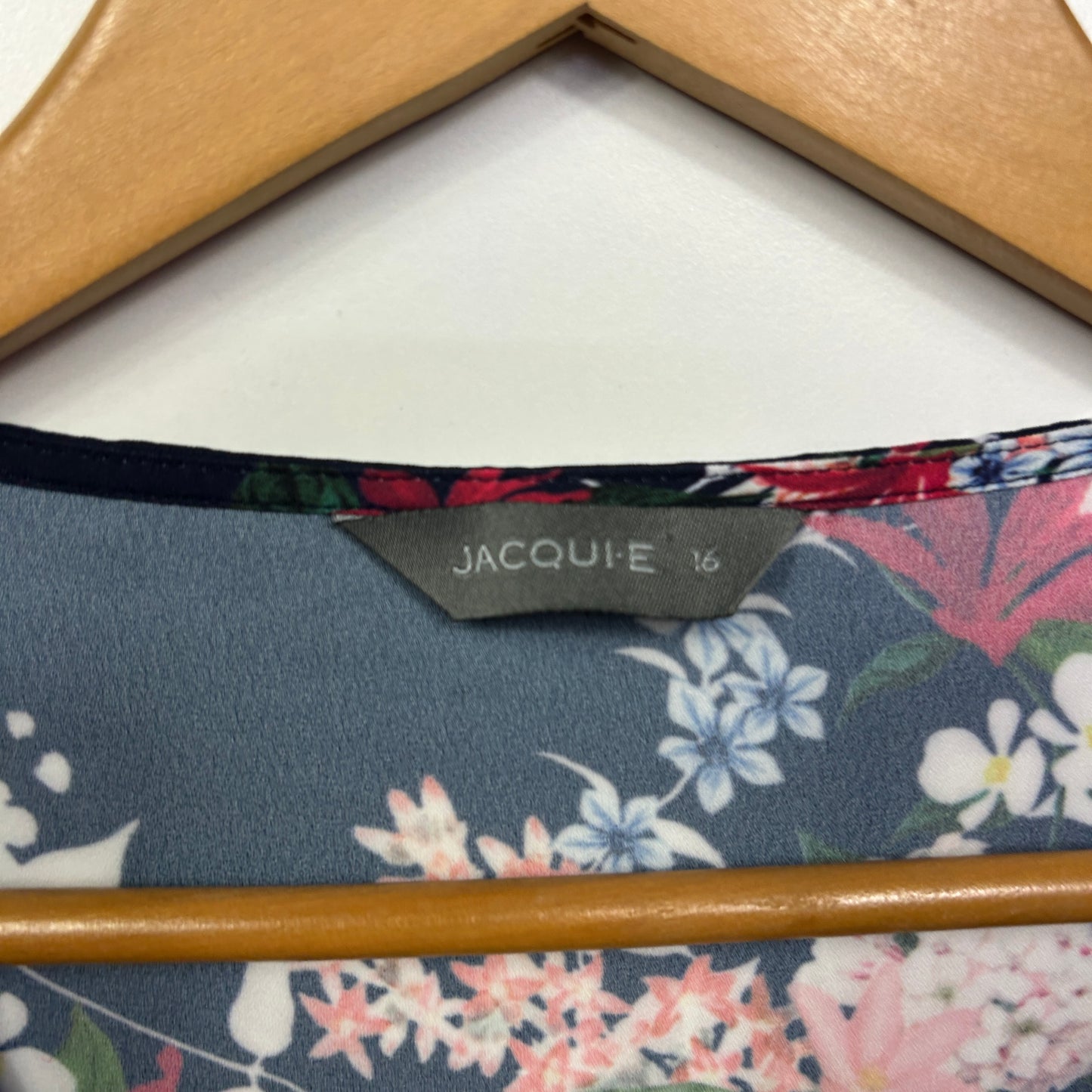 Jacqui E Top Size 16 Floral Long Bell Sleeve Multicoloured