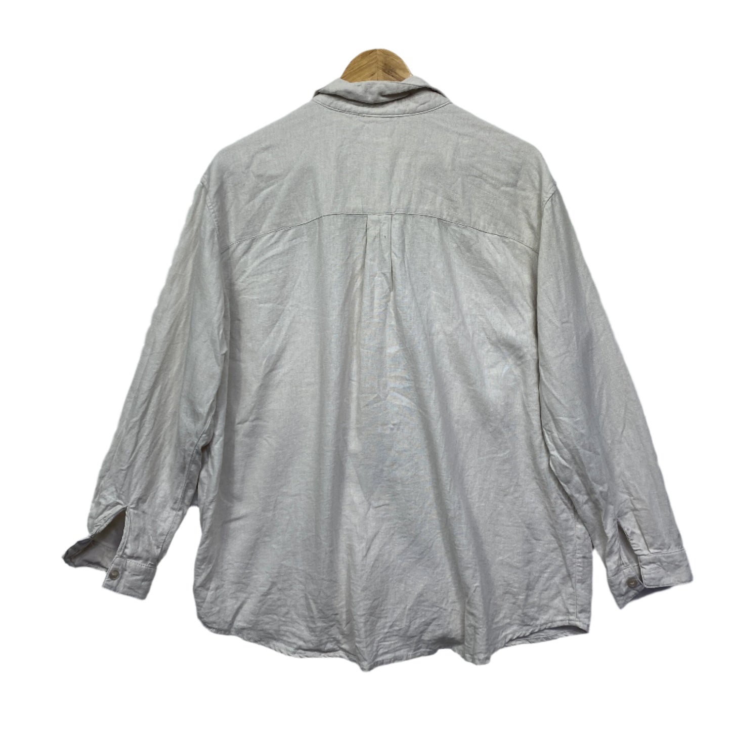 Anko Top Size 14 Long Sleeve Beige Linen Blend Button Up