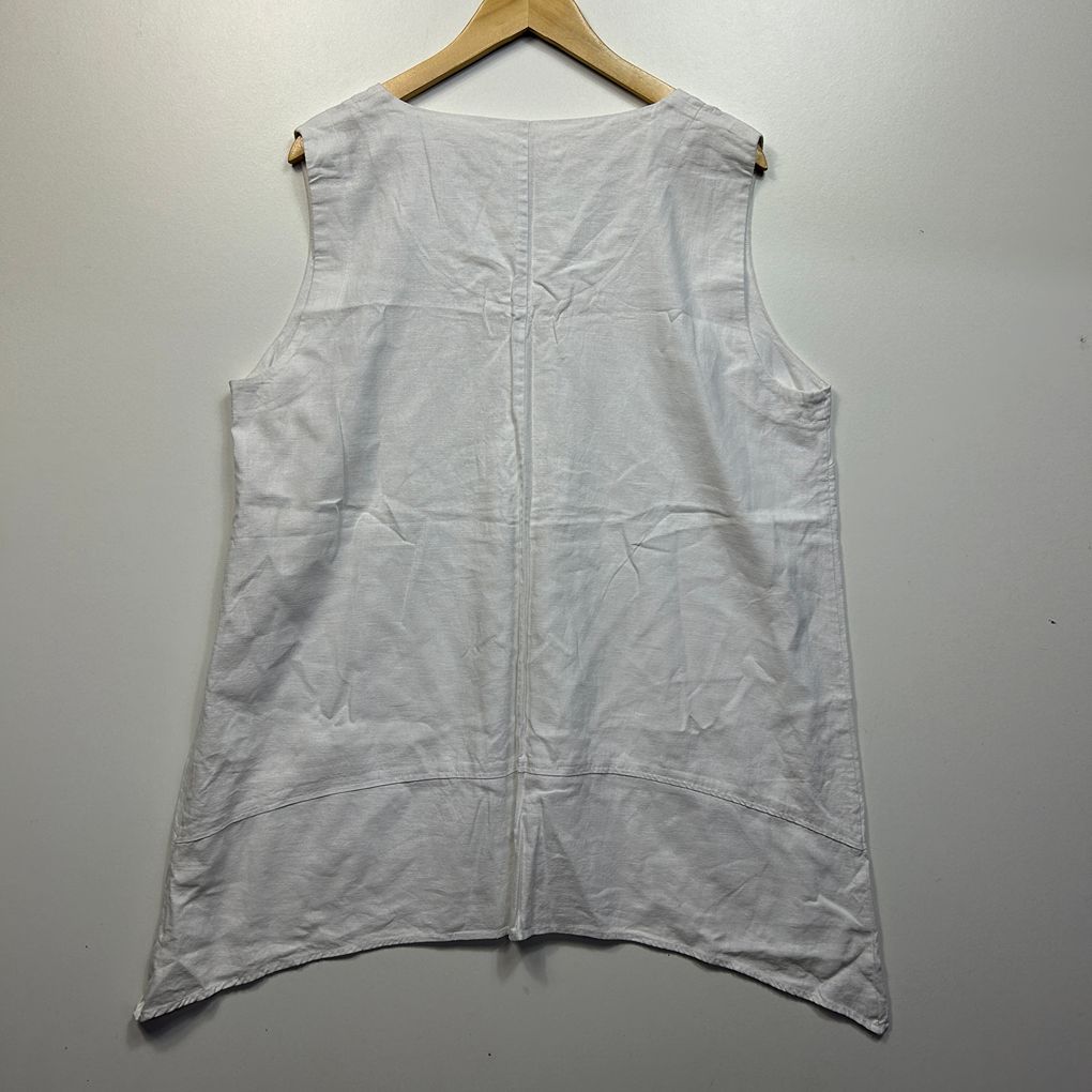 Virtuelle White Linen Top - Size 18