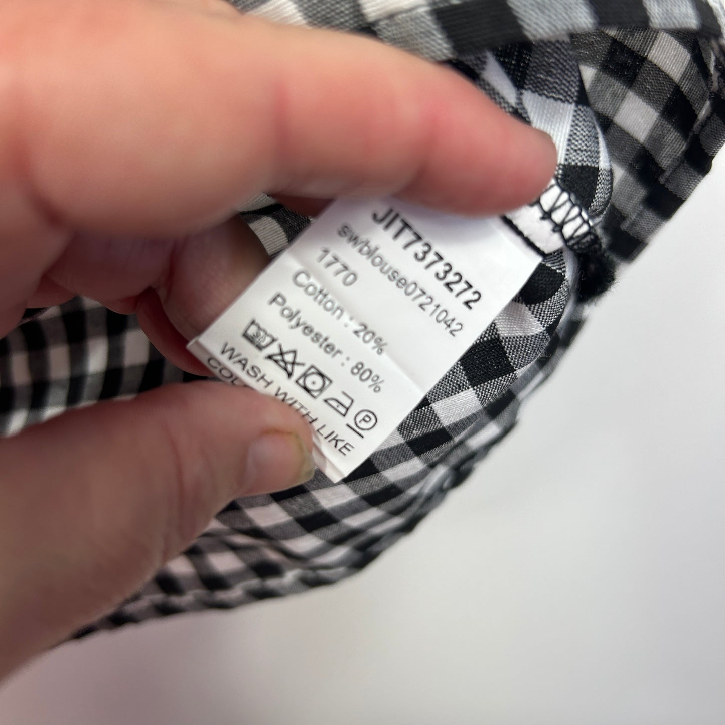 Shein Top Size 14 16 XL Black White Gingham Check Short Sleeve
