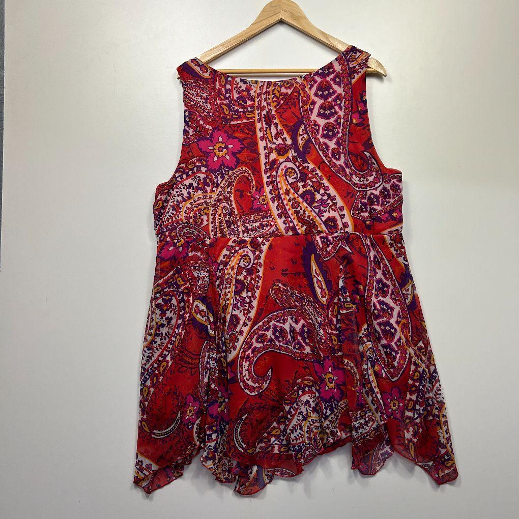 Autograph Red/Multi Embellished Top - Size 22