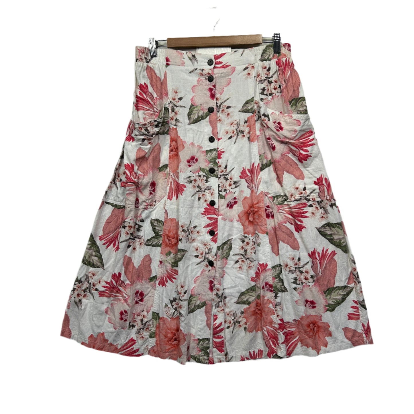 Dotti Skirt SIze 14 Floral Pockets 100% Cotton Midi Length