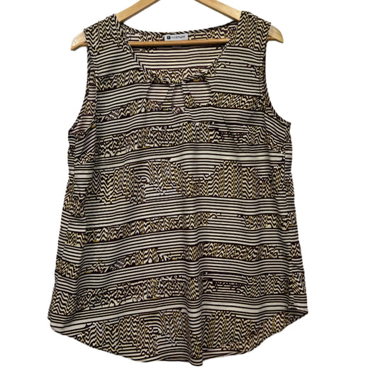 Rockmans Top Size 14 Sleeveless Brown White