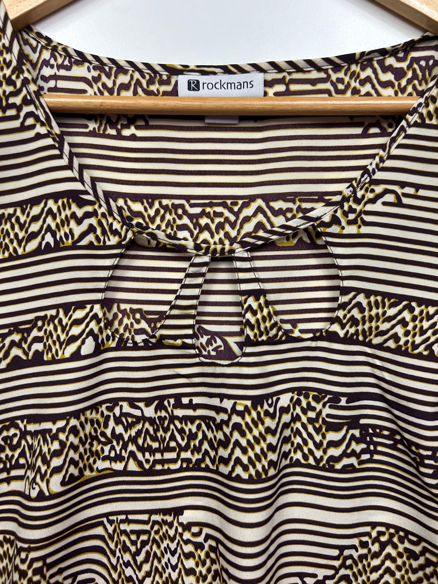 Rockmans Top Size 14 Sleeveless Brown White