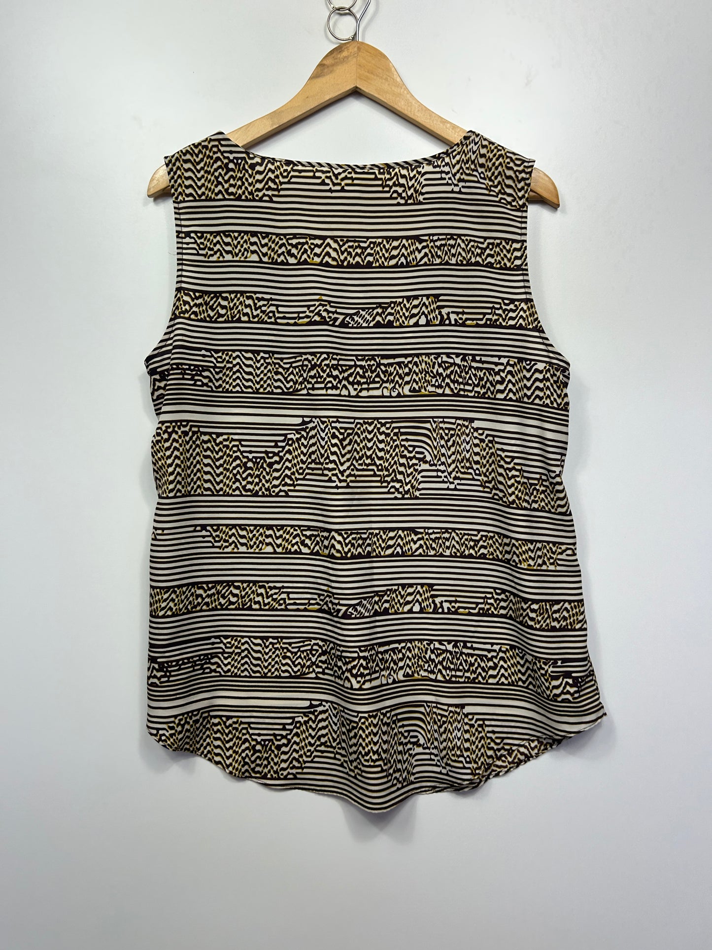 Rockmans Top Size 14 Sleeveless Brown White