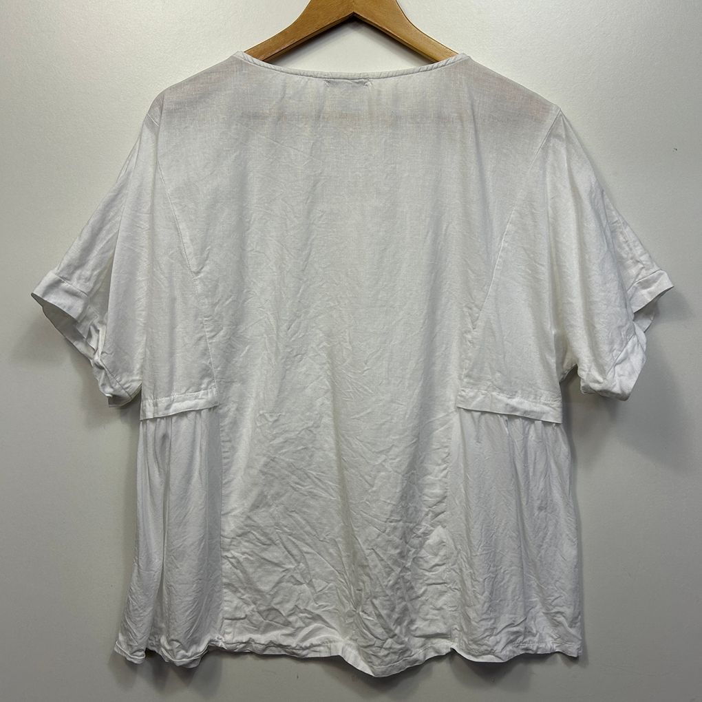 W Lane White Linen Sequin Top - Size 16