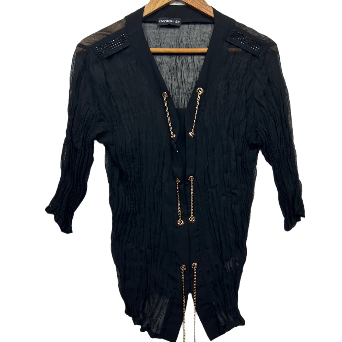 Cordelia St Top Size 14 Black Sheer Crinkle