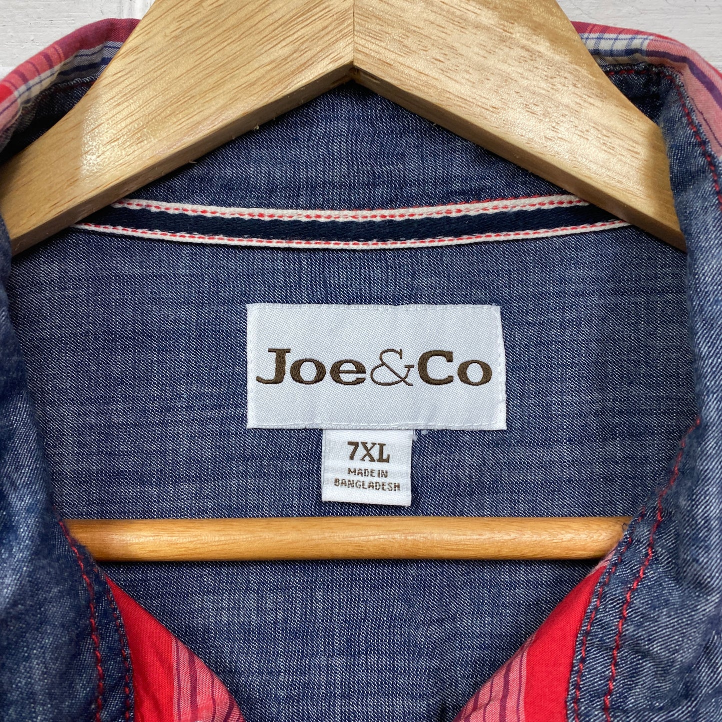 Joe & Co Men Shirt Size 7XL Short Sleeve Button Up Check