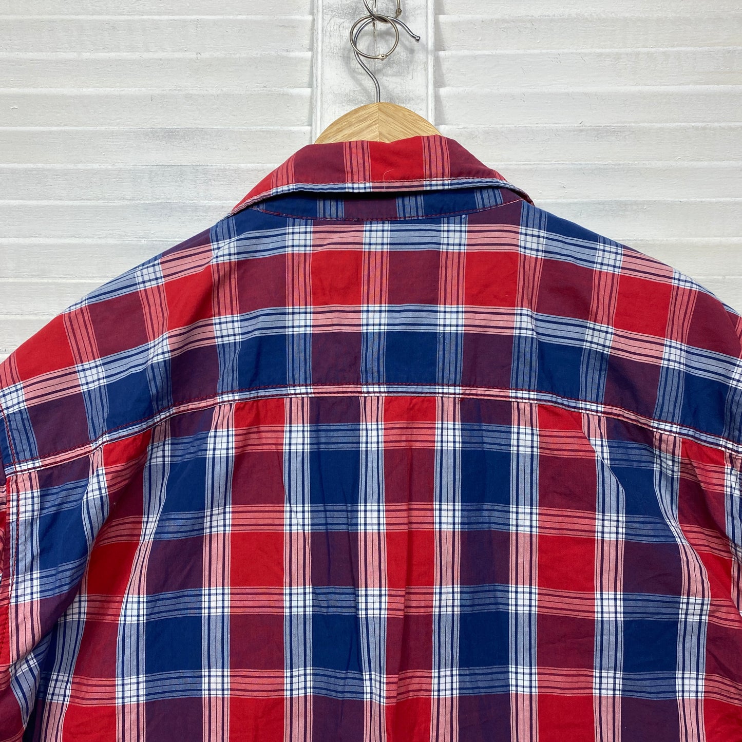 Joe & Co Men Shirt Size 7XL Short Sleeve Button Up Check