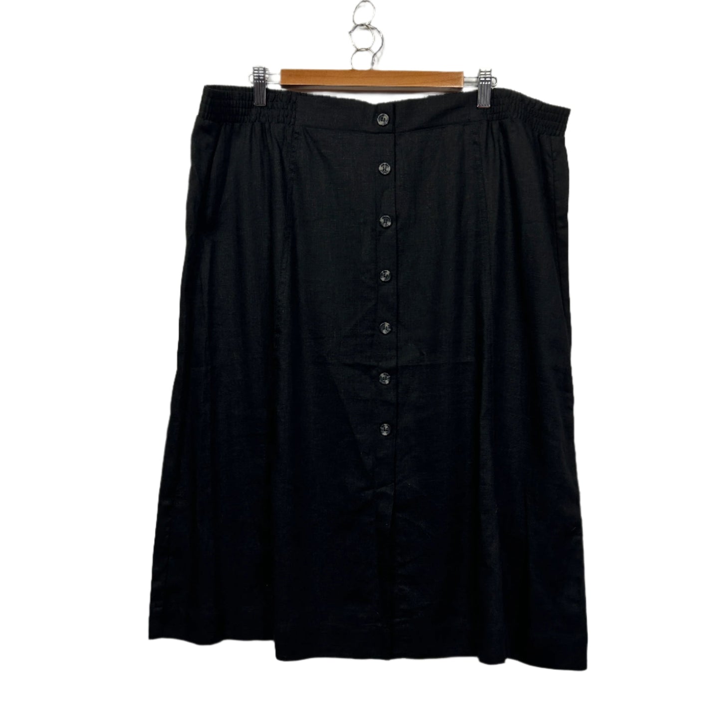 Suzanne Grae Linen Midi Skirt Size 16 XL Black New