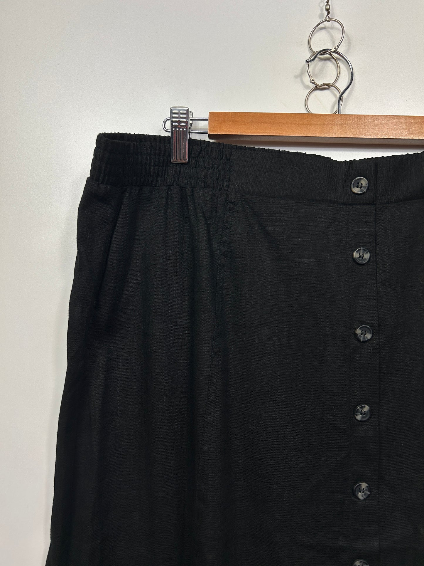 Suzanne Grae Linen Midi Skirt Size 16 XL Black New