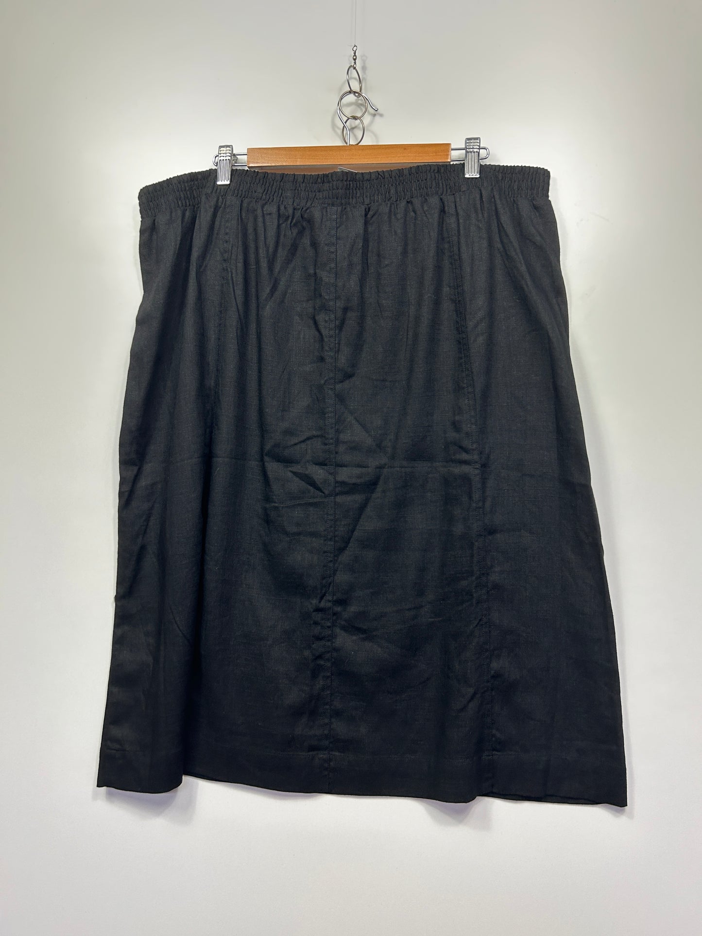 Suzanne Grae Linen Midi Skirt Size 16 XL Black New