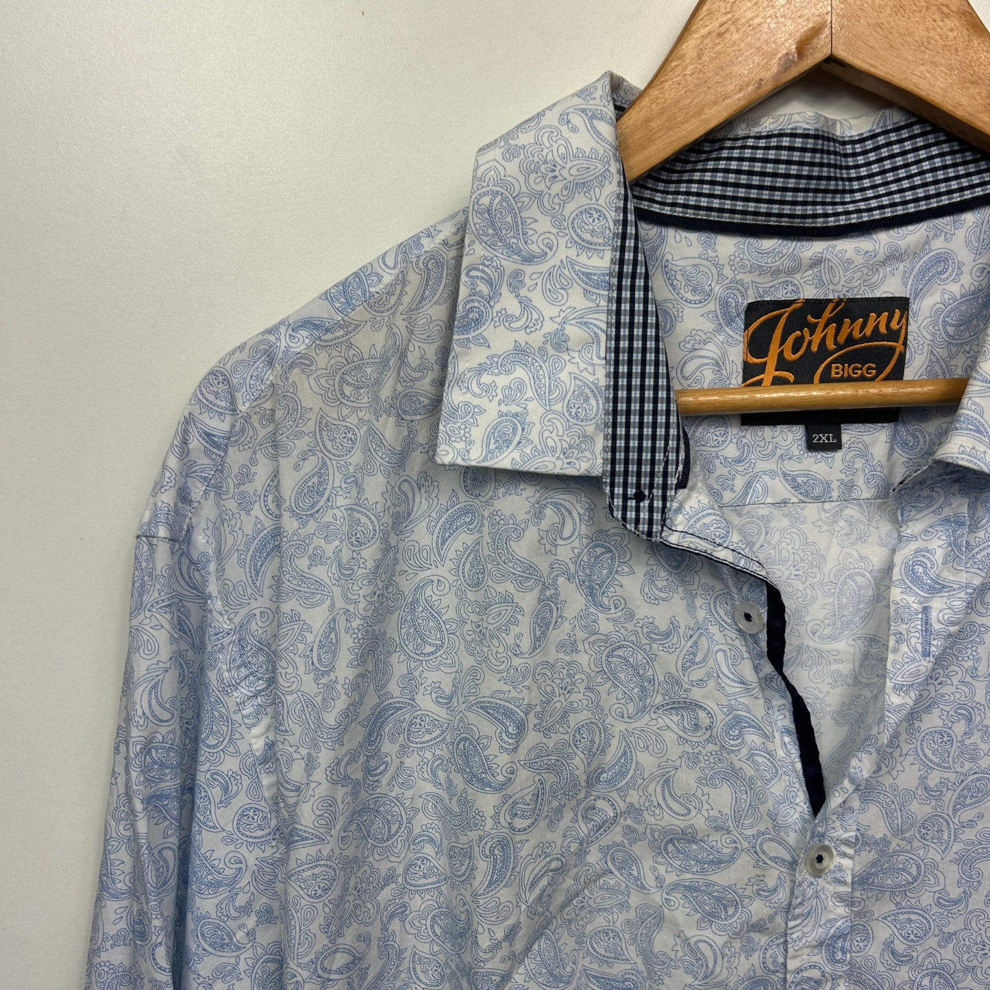Johnny Bigg Shirt Size 2XL Blue White Long Sleeve