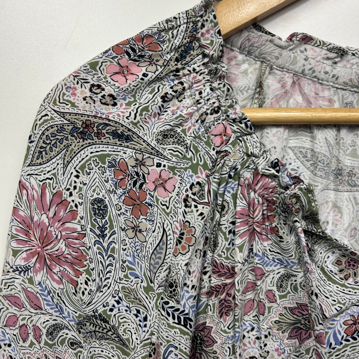 Rivers Top Size 14 Long Sleeve Multicoloured Floral Paisley Print Viscose New