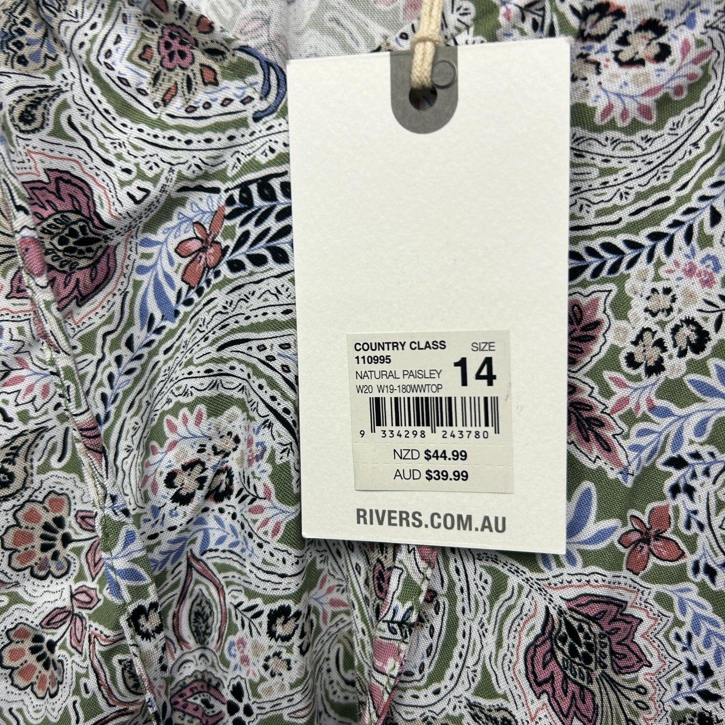 Rivers Top Size 14 Long Sleeve Multicoloured Floral Paisley Print Viscose New